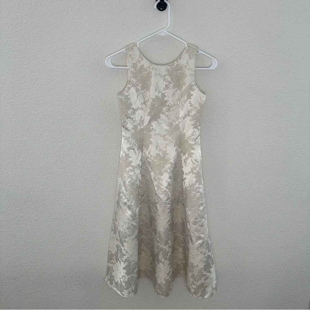 Jessica‎ McClintock Vintage Girls 10 Ivory Floral Brocade Formal Dress Coquette